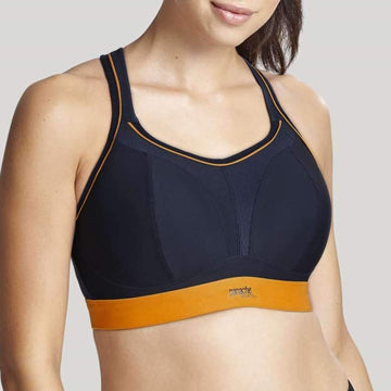 Panache non wired navy and orange sports bra